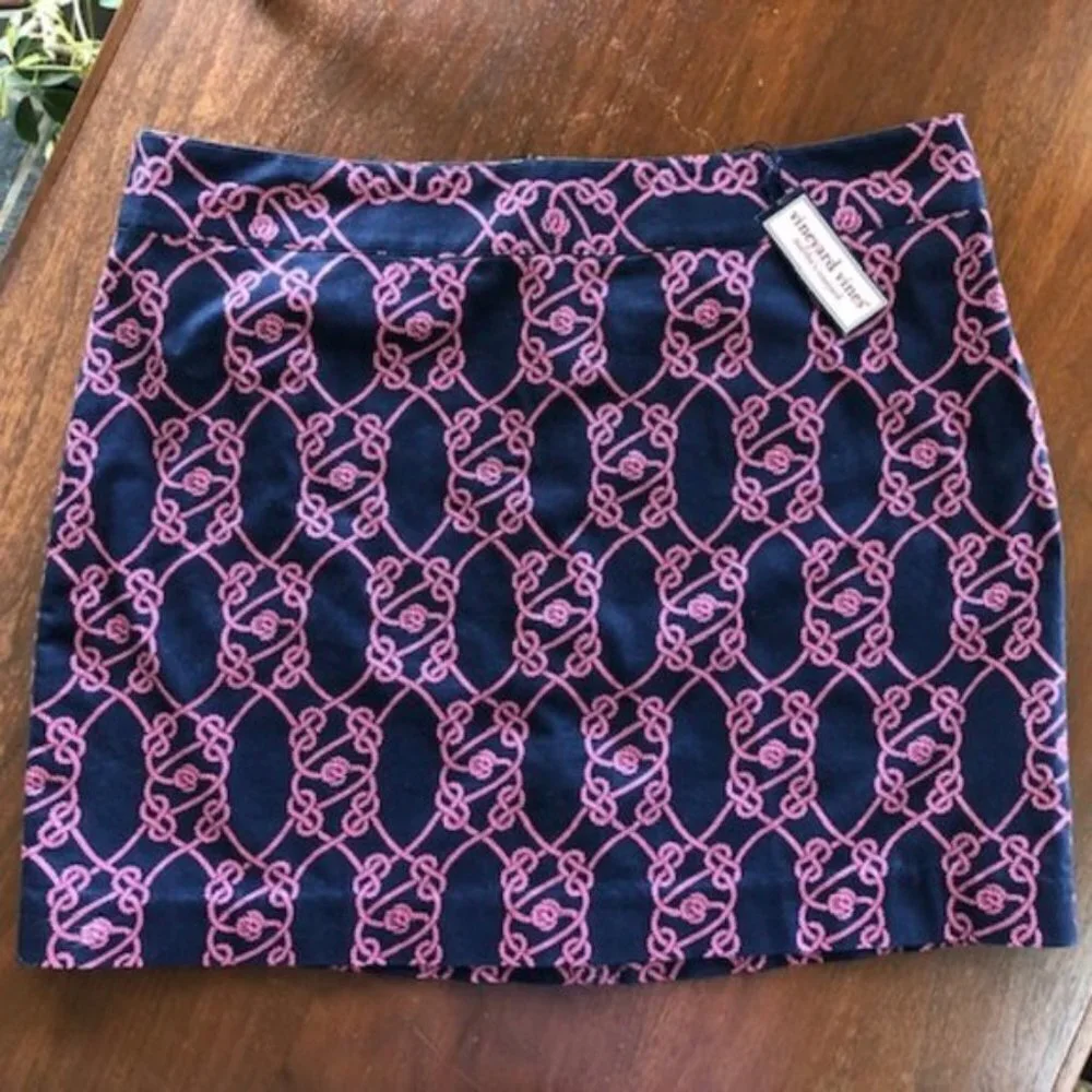 VINEYARD VINES Nautical Rope Navy Pink A Line Skirt 10